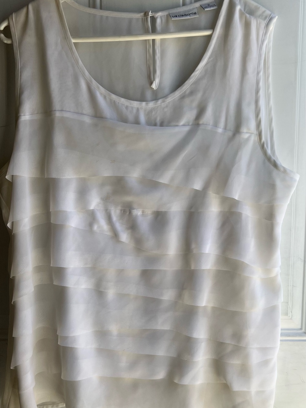 Worthington White Layered Ruffle Sleeveless Camisole